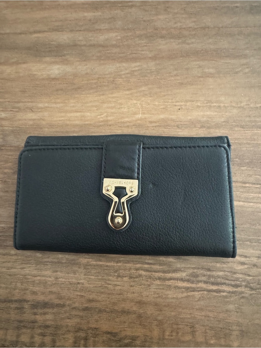Michael Kors Charlton Flap Black Leather Wallet 2014 Vintage Archive Collection